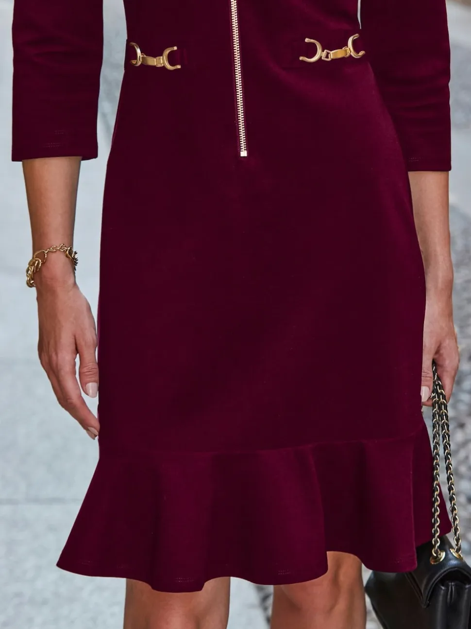 Rouge - Sosandar Robe de nuit à bordures contrastées ou à détails en tissu Ponte