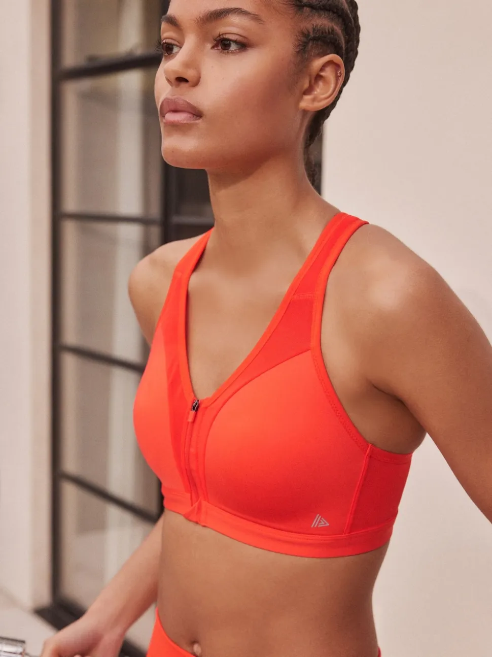 Rouge - Soutien-gorge B-GG Active Sports Impact élevé Dry Tech zippé sur le devant