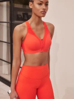 Rouge - Soutien-gorge B-GG Active Sports Impact élevé Dry Tech zippé sur le devant