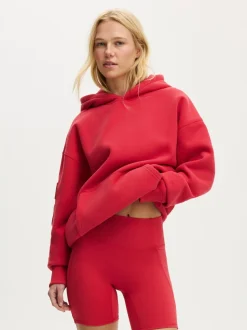 Rouge - Sweat à capuche graphique haut de gamme en coton sur peluche