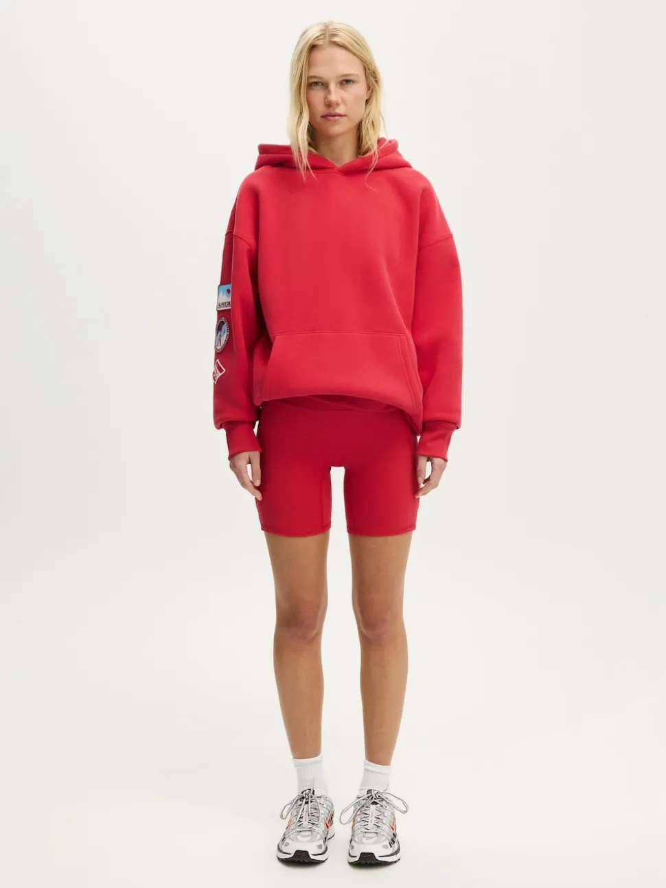 Rouge - Sweat à capuche graphique haut de gamme en coton sur peluche
