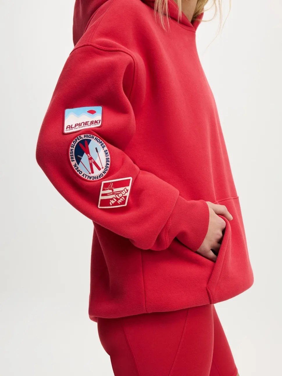 Rouge - Sweat à capuche graphique haut de gamme en coton sur peluche
