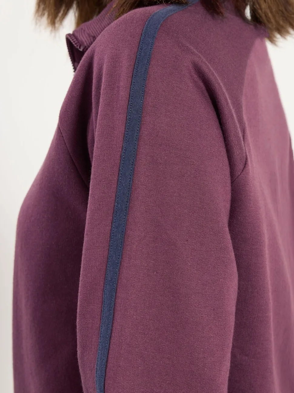 Rouge - Sweat-shirt zippé à col rayé PixieGirl Petite