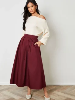 Rouge - Threadbare Jupe midi avec poches