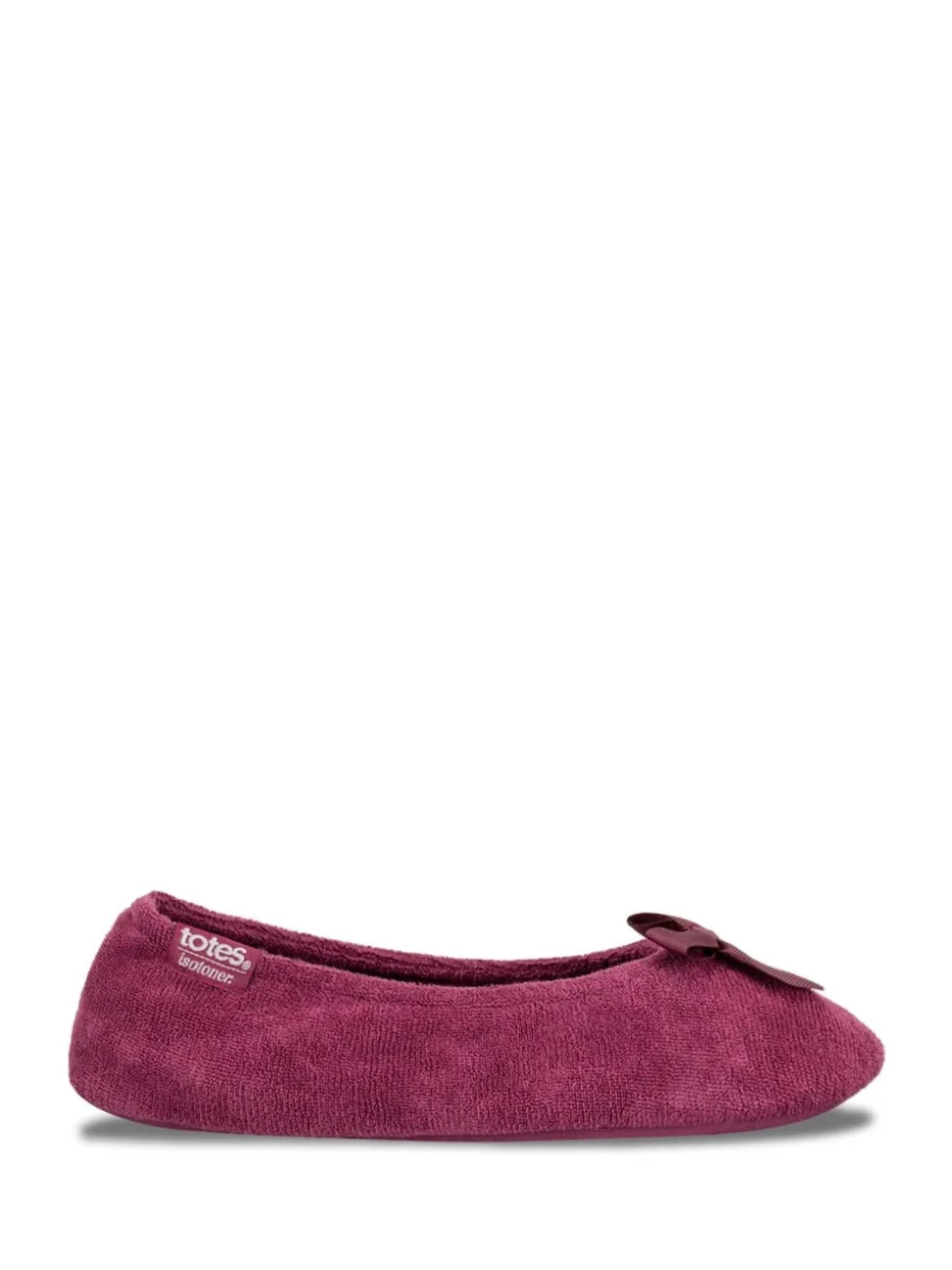 Rouge - Totes Isotoner Terry Ballet chaussons à nœud