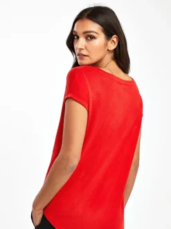 Rouge - T-shirt à manches cap