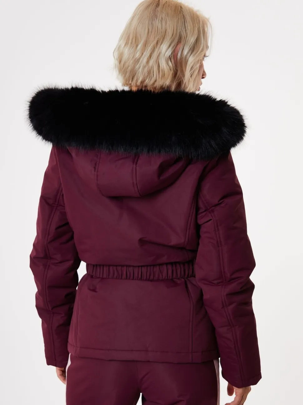 Rouge - Veste de ski rembourré Threadbare Ceinturé