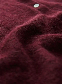 Rouge baie - Cardigan doux en maille à Col rond en laine