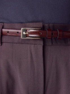 Rouge baie - Ceinture N. Premium Skinny Made In Italie en Cuir