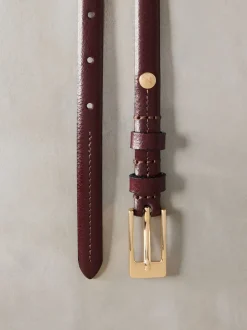 Rouge baie - Ceinture N. Premium Skinny Made In Italie en Cuir