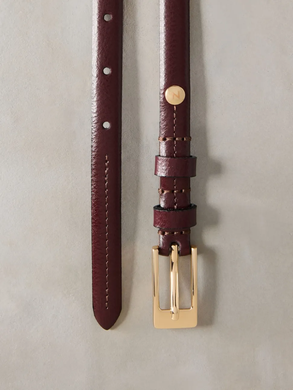 Rouge baie - Ceinture N. Premium Skinny Made In Italie en Cuir