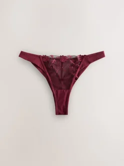 Rouge baie - Culotte brodée fleuri Premium Suisse