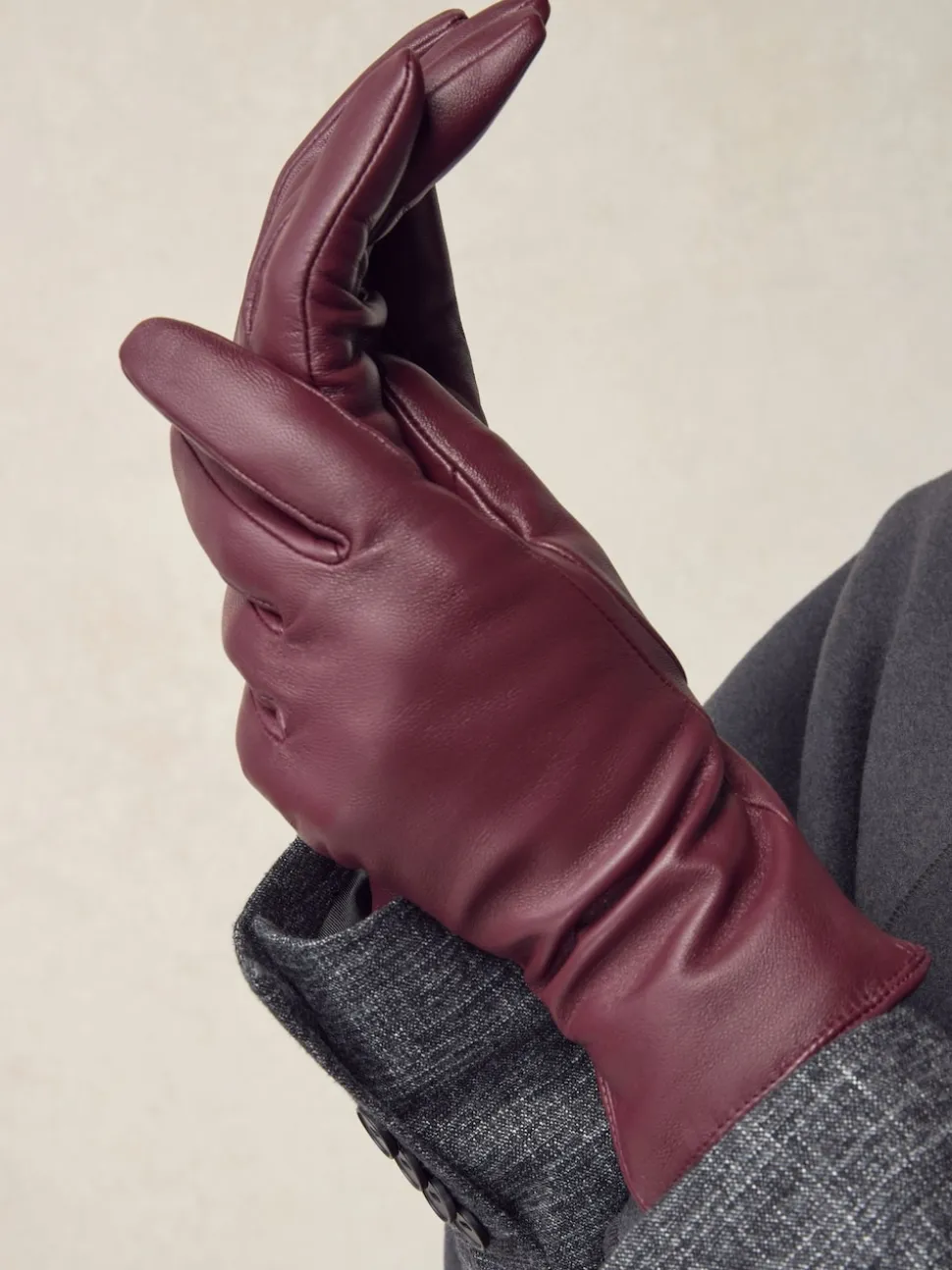 Rouge baie - Gants en cuir