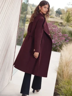 Rouge baie - Lipsy Manteau asymétrique à col cheminée ceinturé