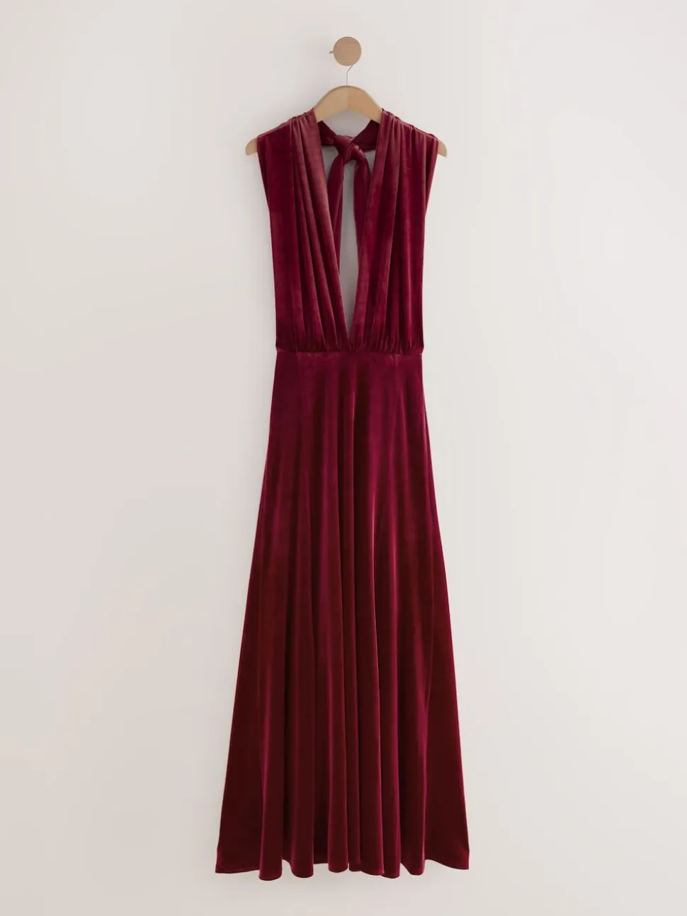 Rouge baie - Robe longue de demoiselle d'honneur multicolore en velours