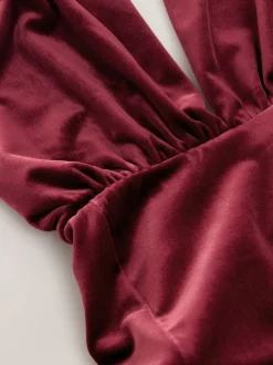 Rouge baie - Robe longue de demoiselle d'honneur multicolore en velours
