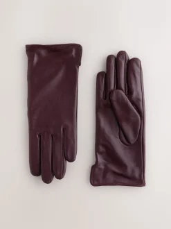 Rouge baie foncé - Gants en cuir