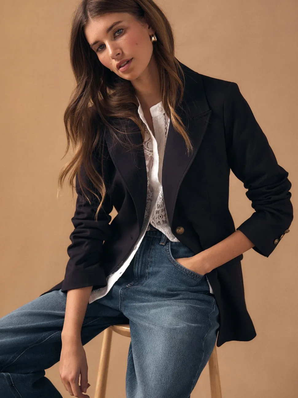 Rouge bordeaux - Blazer ajusté à simple boutonnage