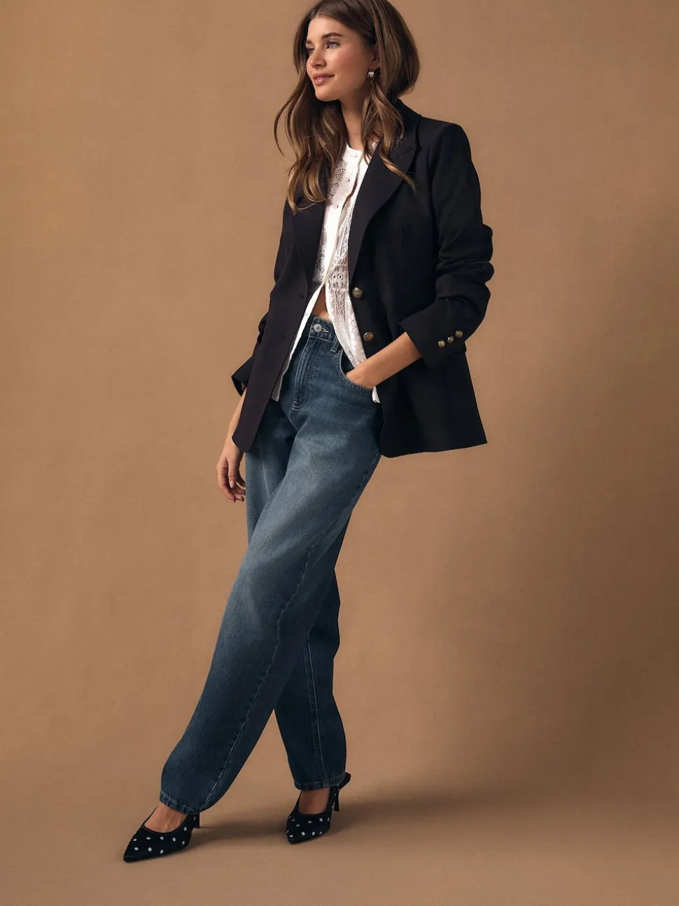 Rouge bordeaux - Blazer ajusté à simple boutonnage