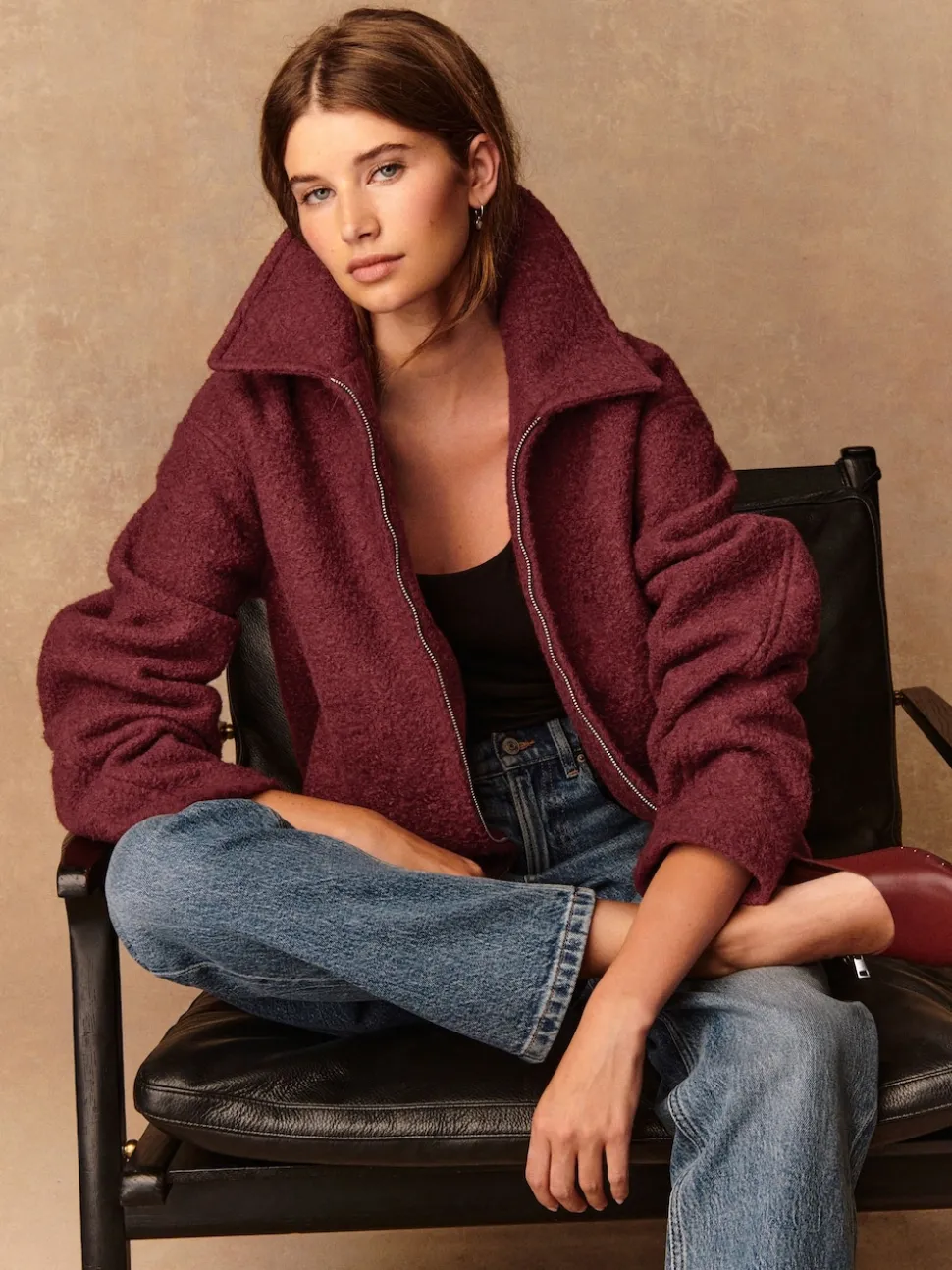 Rouge bordeaux - Blouson aviateur Coatigan