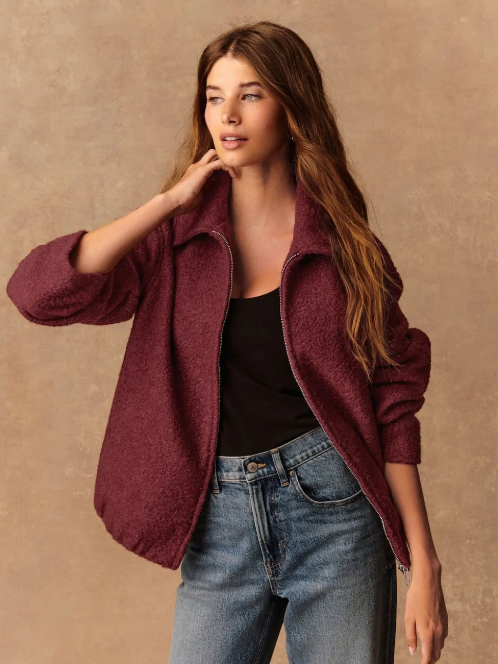 Rouge bordeaux - Blouson aviateur Coatigan