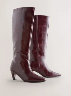 Rouge bordeaux - Bottes Forever Comfort® hauteur genou à talons incurvés