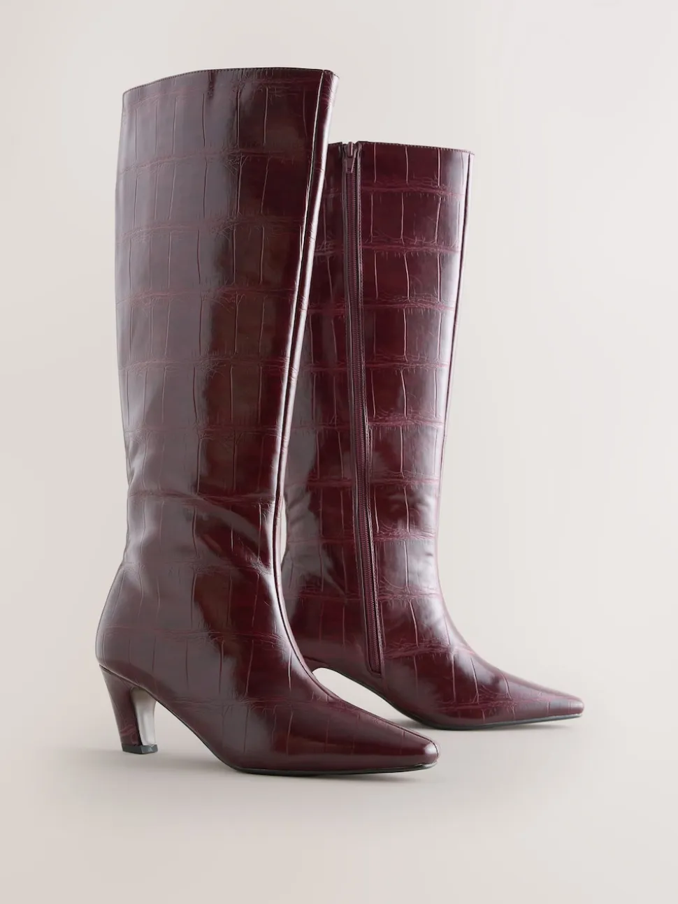 Rouge bordeaux - Bottes Forever Comfort® hauteur genou à talons incurvés
