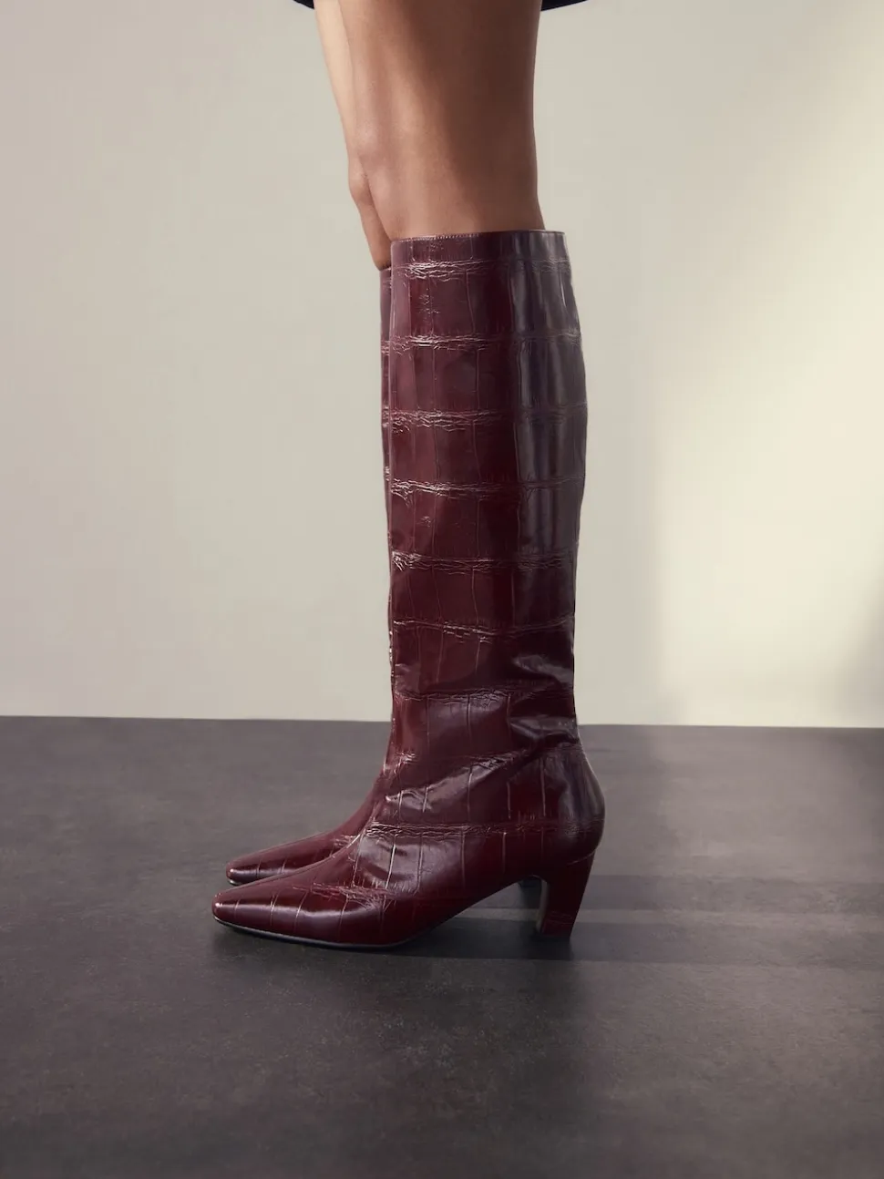 Rouge bordeaux - Bottes Forever Comfort® hauteur genou à talons incurvés