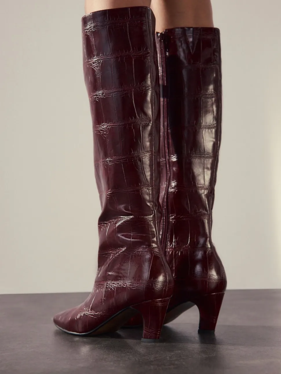 Rouge bordeaux - Bottes Forever Comfort® hauteur genou à talons incurvés