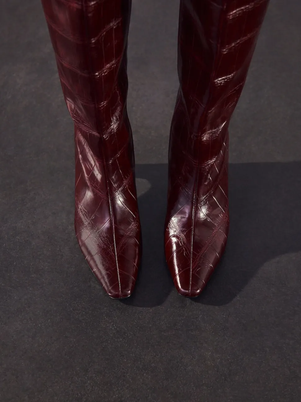 Rouge bordeaux - Bottes Forever Comfort® hauteur genou à talons incurvés