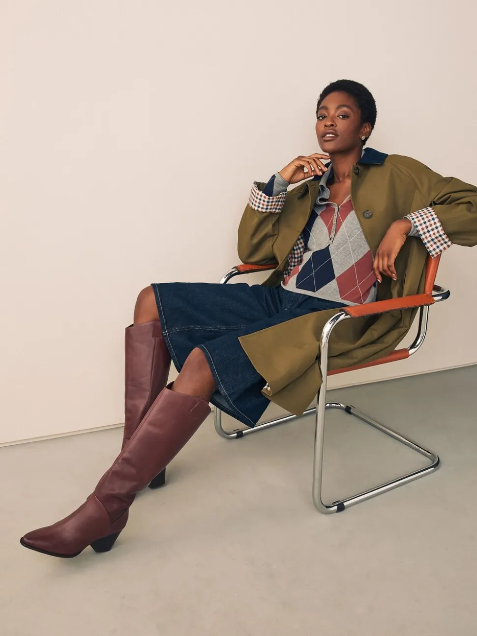 Rouge bordeaux - Bottes western Forever Comfort® hauteur genou à talon bloc