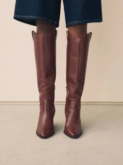 Rouge bordeaux - Bottes western Forever Comfort® hauteur genou à talon bloc