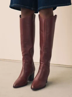 Rouge bordeaux - Bottes western Forever Comfort® hauteur genou à talon bloc