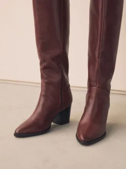 Rouge bordeaux - Bottes western Forever Comfort® hauteur genou à talon bloc