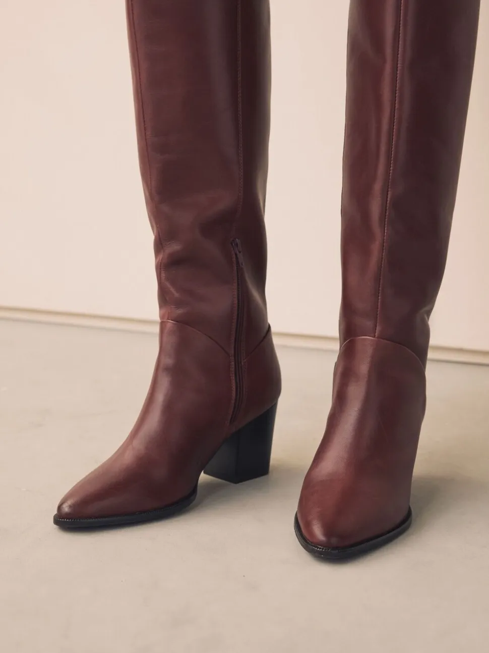 Rouge bordeaux - Bottes western Forever Comfort® hauteur genou à talon bloc