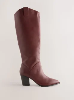 Rouge bordeaux - Bottes western Forever Comfort® hauteur genou à talon bloc
