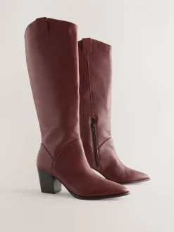 Rouge bordeaux - Bottes western Forever Comfort® hauteur genou à talon bloc