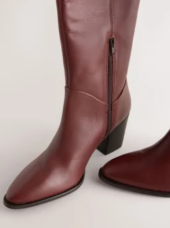 Rouge bordeaux - Bottes western Forever Comfort® hauteur genou à talon bloc