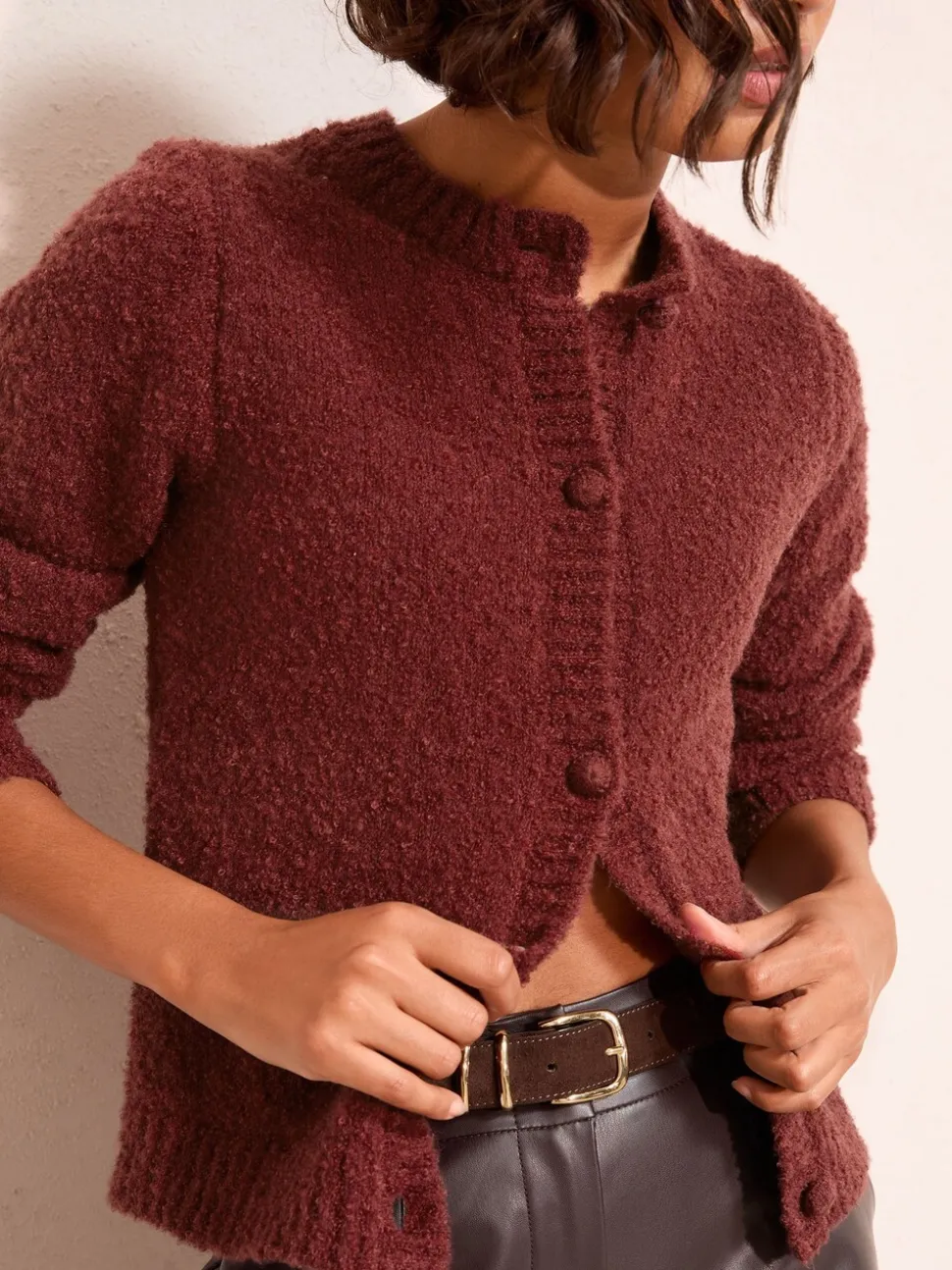 Rouge bordeaux - Cardigan Friends Like These Boucle