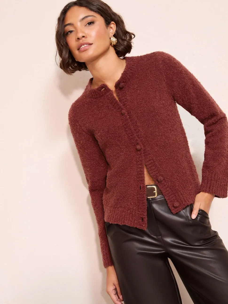 Rouge bordeaux - Cardigan Friends Like These Boucle