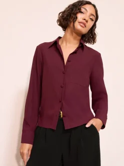 Rouge bordeaux - Chemise Friends Like These carrée à boutons