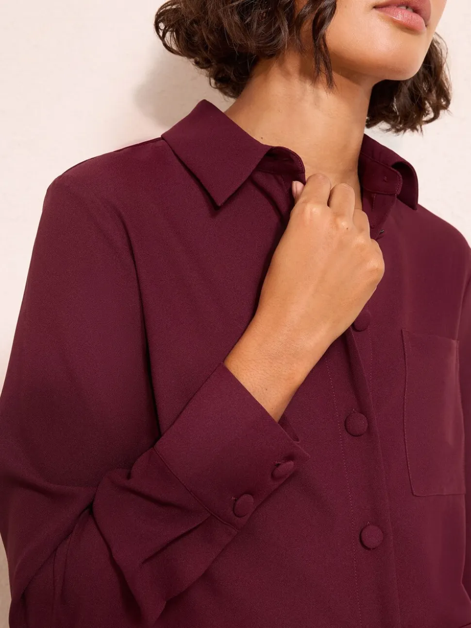 Rouge bordeaux - Chemise Friends Like These carrée à boutons