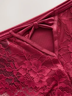 Rouge bordeaux - Culotte en dentelle à dos nœud
