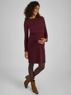 Rouge bordeaux - Jojo Maman Bébé Mini-peignoir de maternité et d'allaitement côtelé