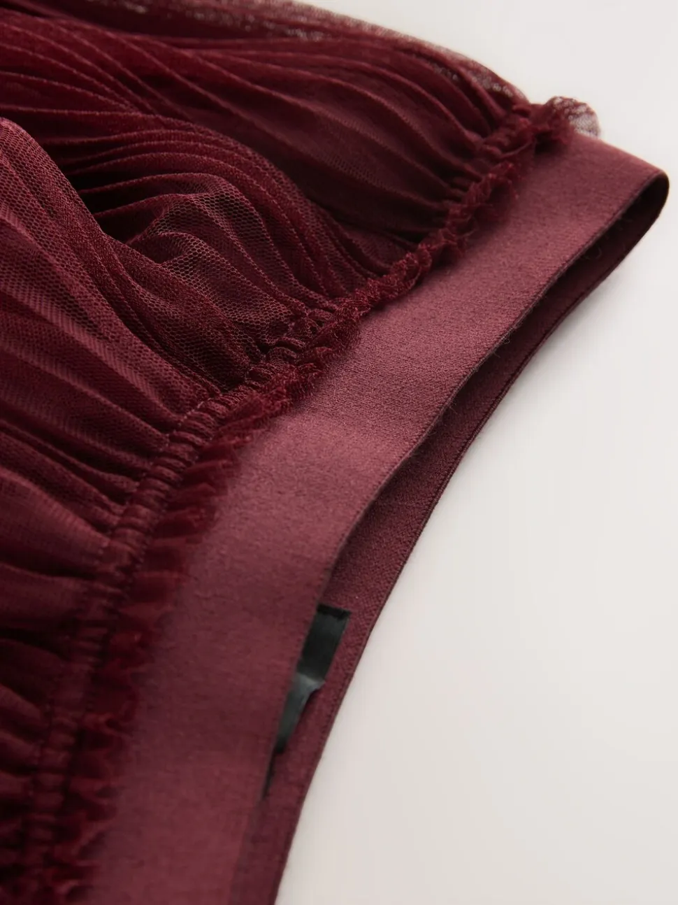 Rouge bordeaux - Jupe longue plissée maxi en tulle