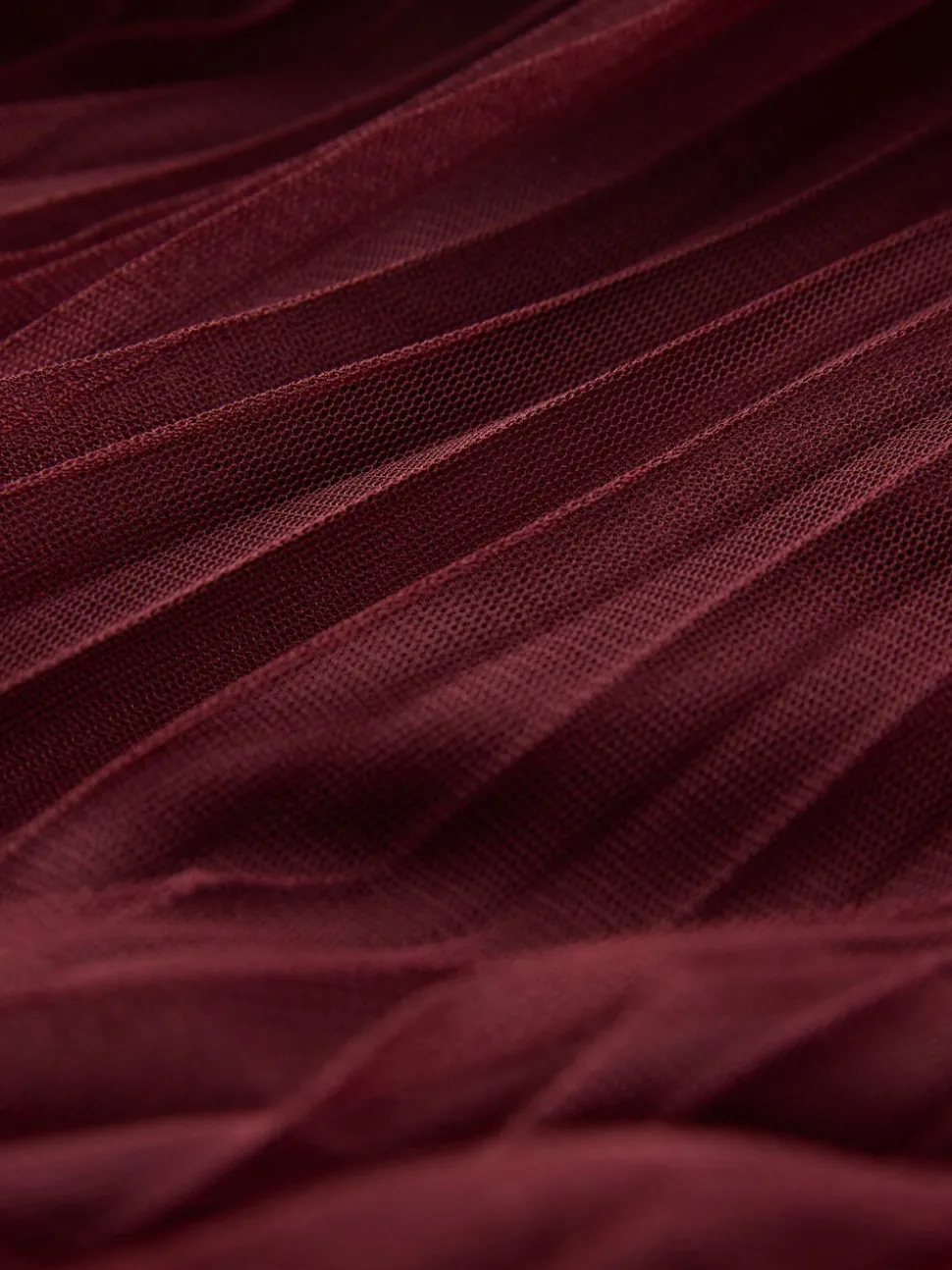 Rouge bordeaux - Jupe longue plissée maxi en tulle
