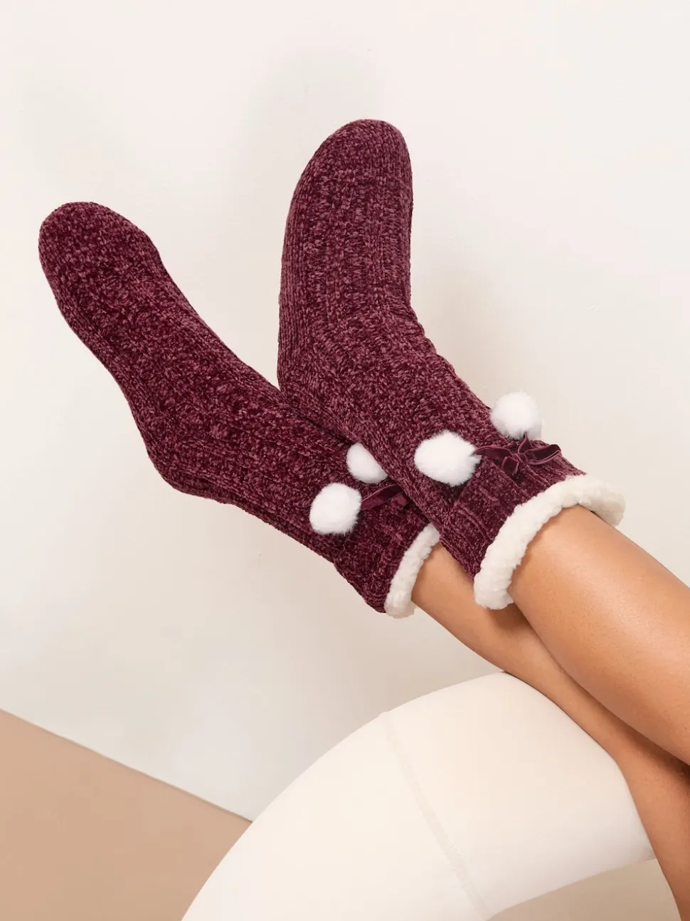 Rouge bordeaux - Lipsy Chaussons Chaussettes douillettes en chenille