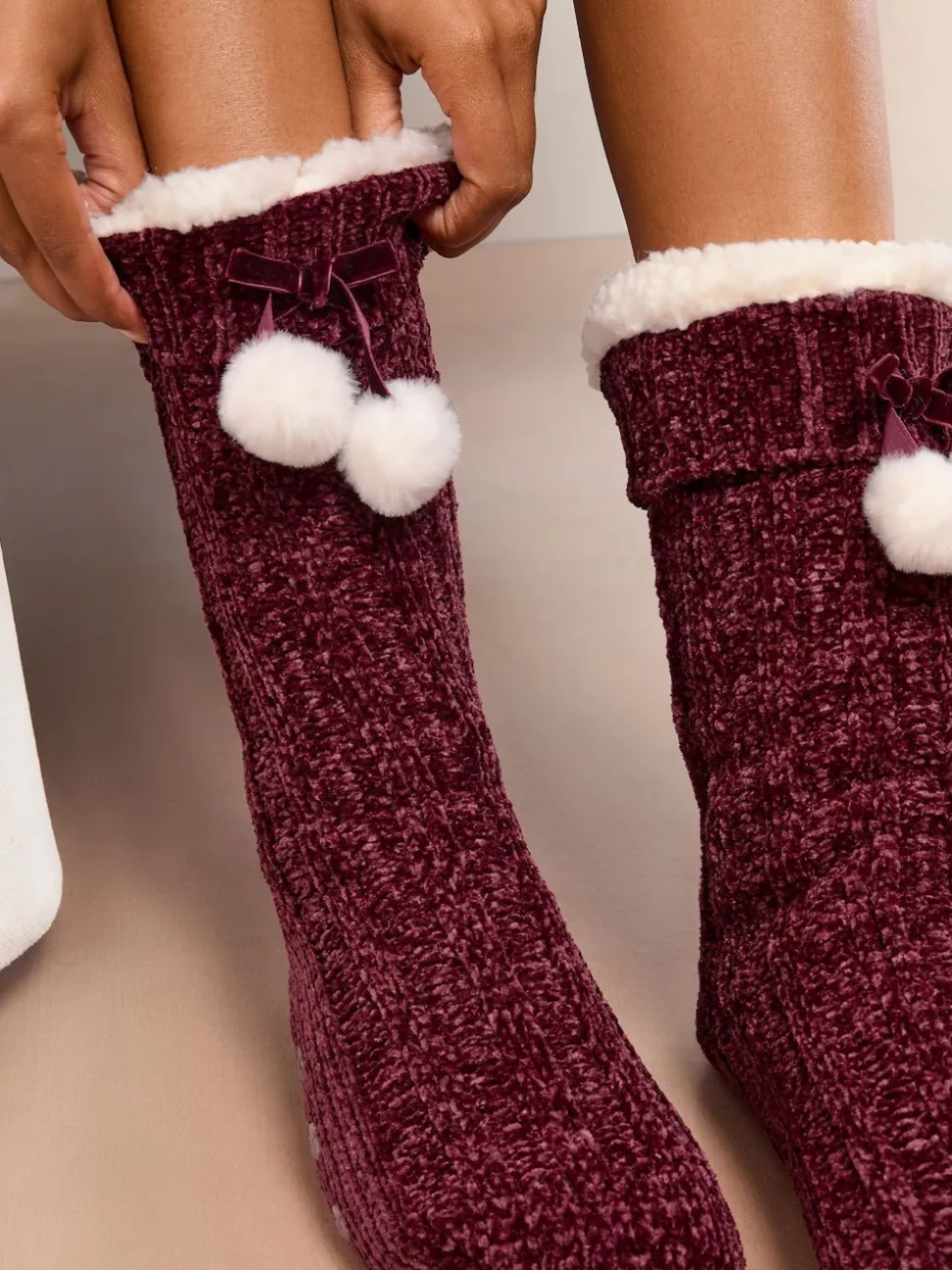 Rouge bordeaux - Lipsy Chaussons Chaussettes douillettes en chenille