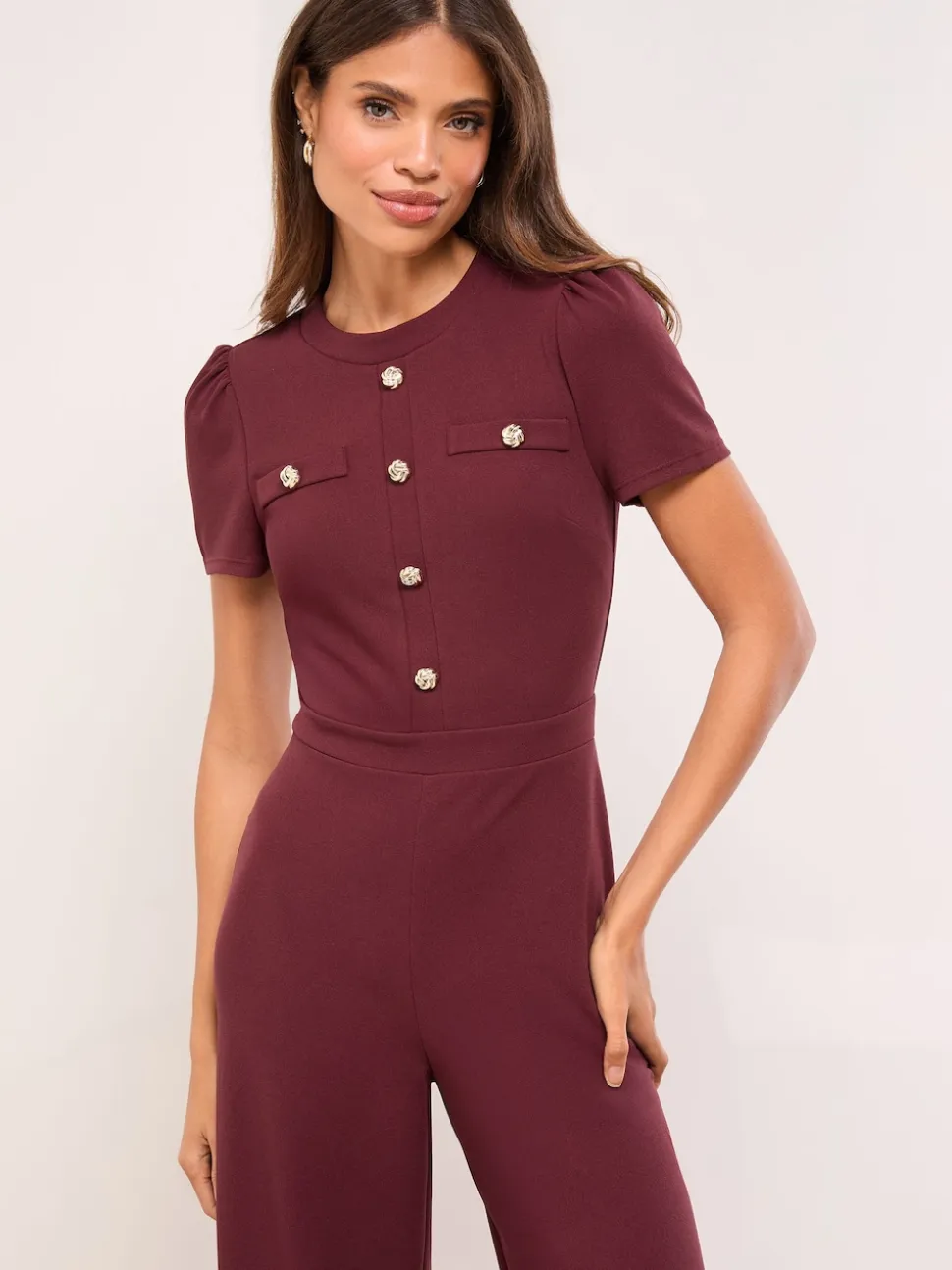 Rouge bordeaux - Lipsy Combinaison militaire boutonnée