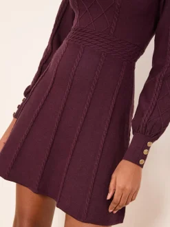 Rouge bordeaux - Lipsy Mini robe à manches longues en maille losange